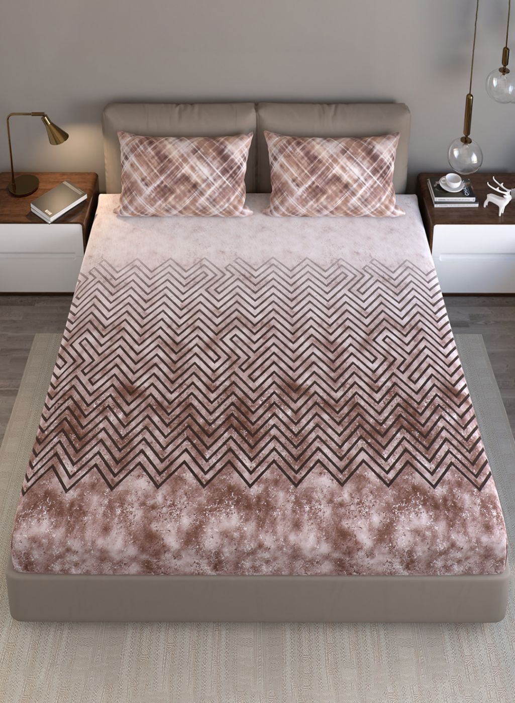 140TC Pure Cotton King Bedsheet with 2 Pillow Covers