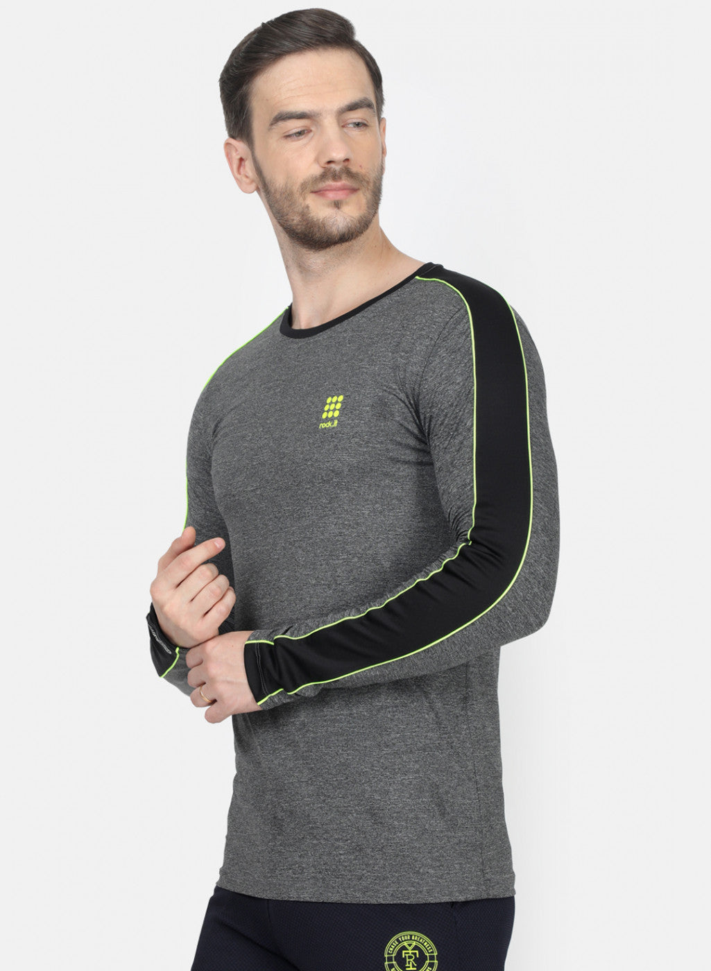 Rock.it Grey Slim Fit Full Sleeve Round Neck T-Shirt