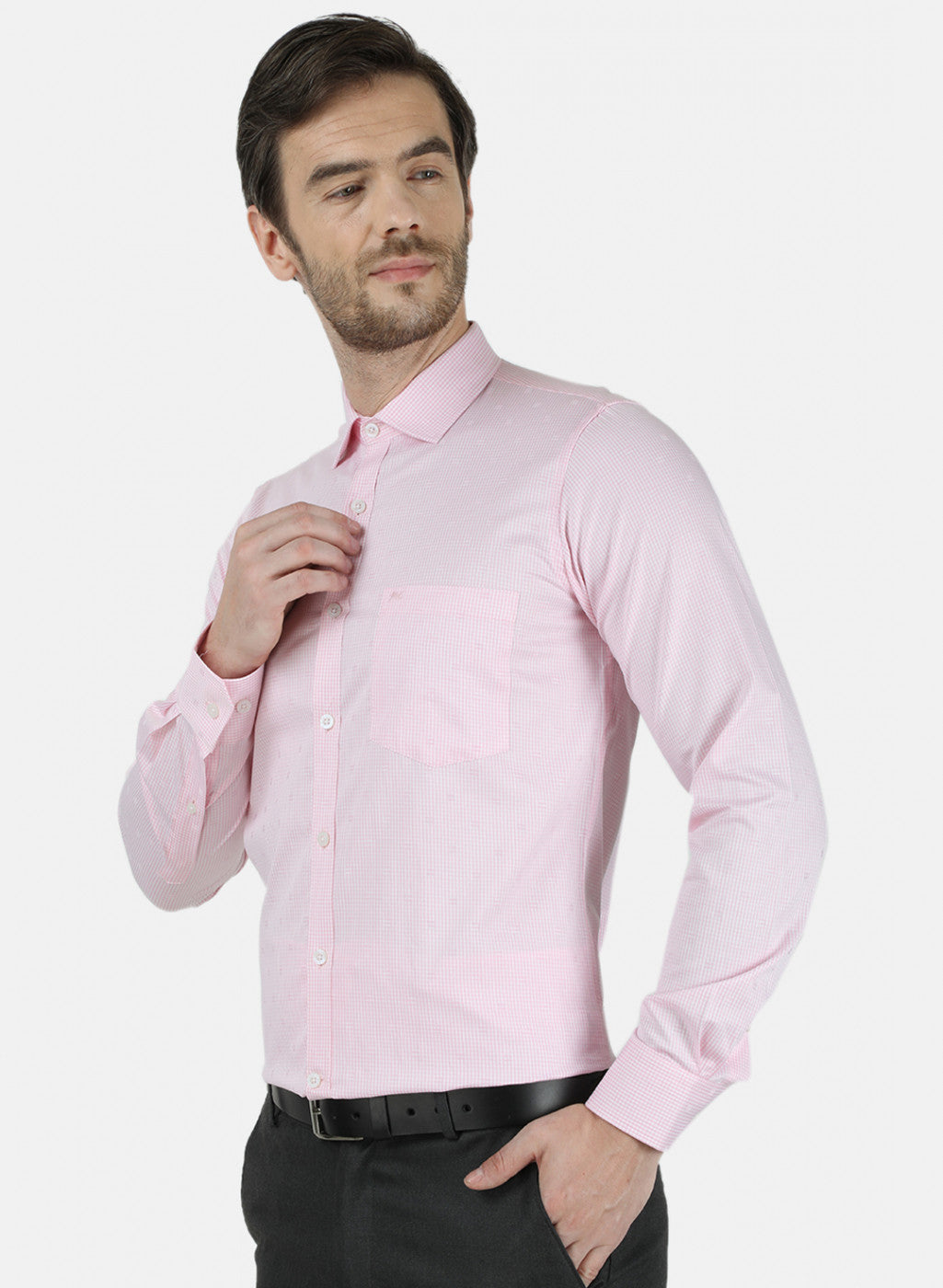 Mens Pink Check Shirt