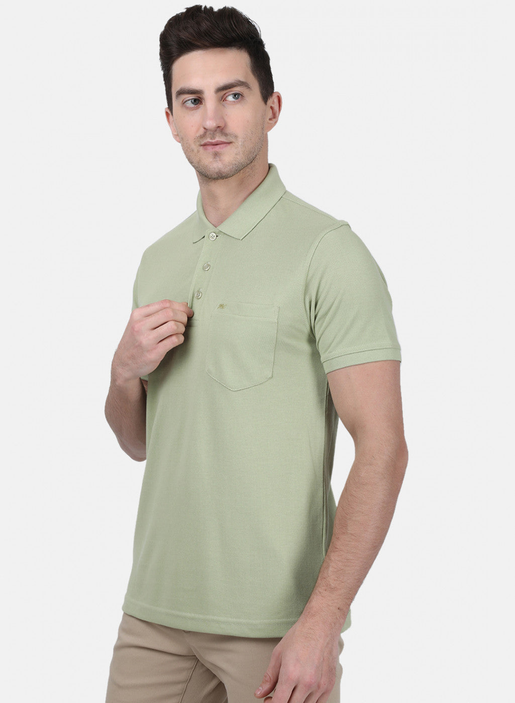 Mens Green Plain T-Shirt
