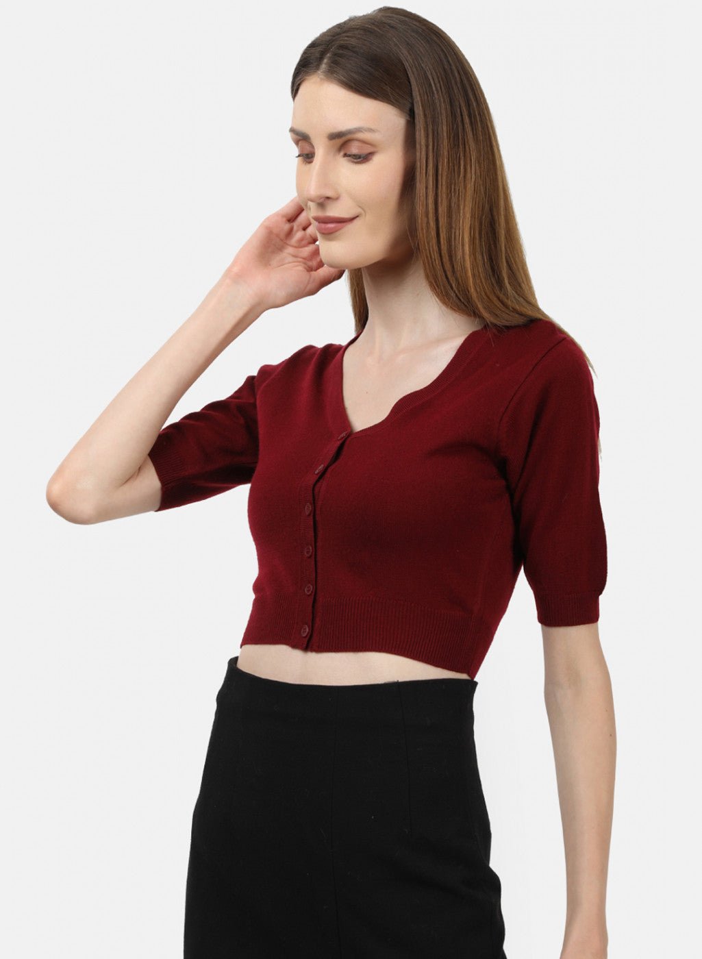 Women Maroon Solid Blouse