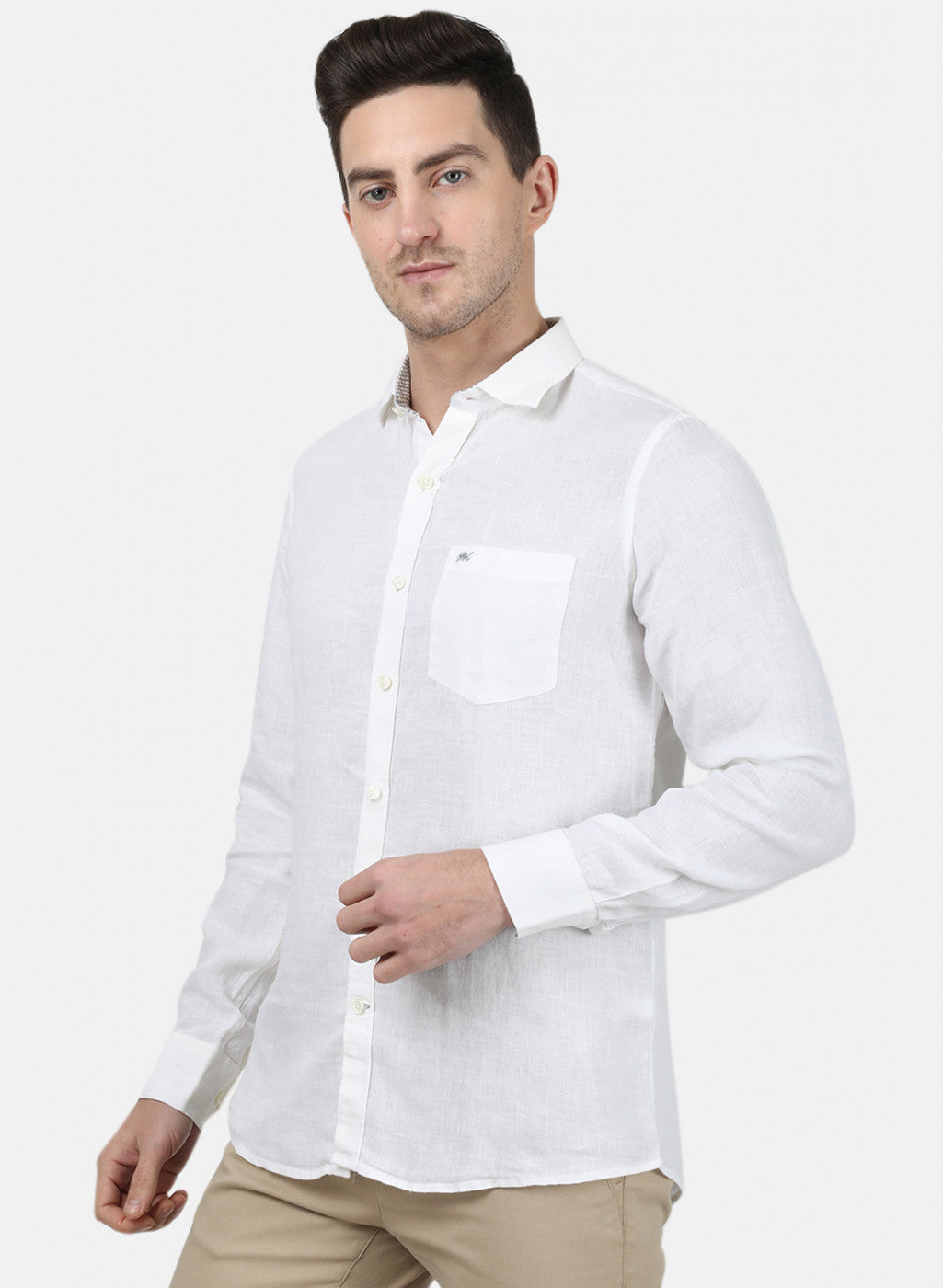Mens White Solid Shirt