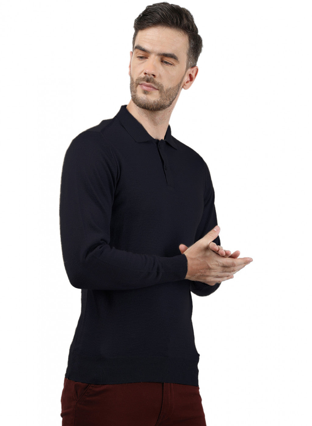 Men NAvy Blue Collar T-Shirt