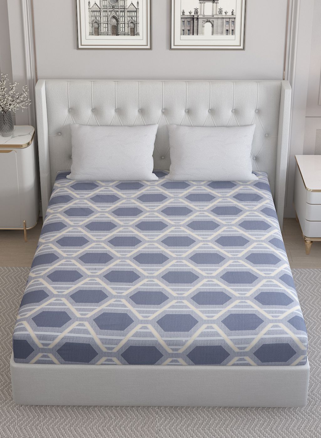200TC Pure Cotton Queen Bedsheet with 2 Pillow Covers