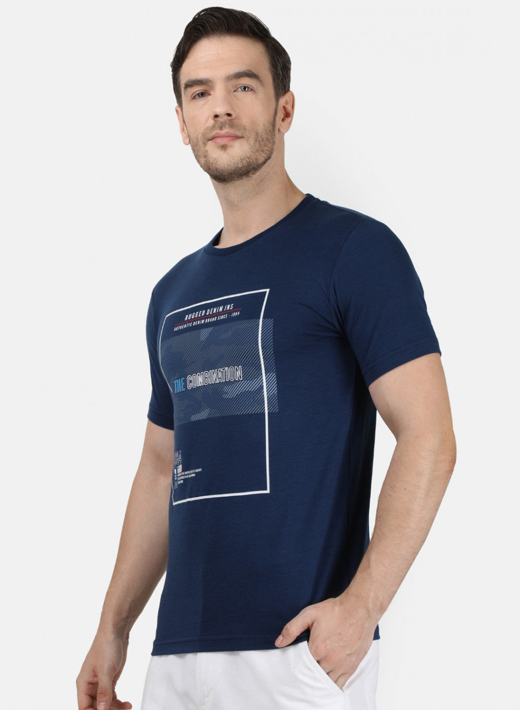 Mens Blue Printed T-Shirt