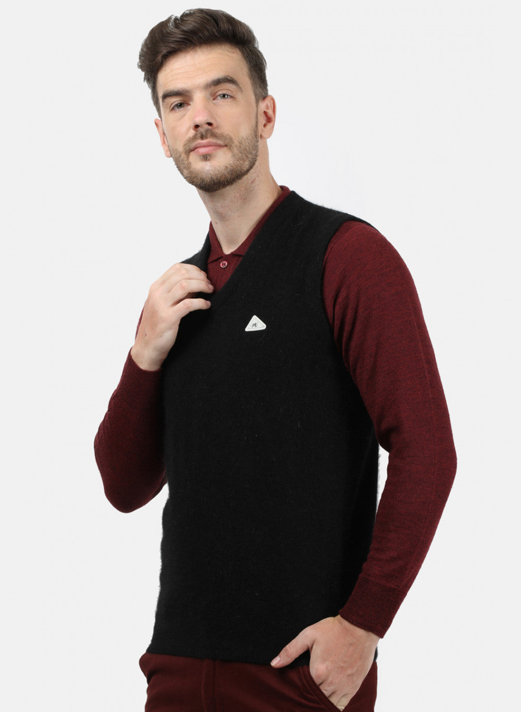 Men Black Solid Sweater
