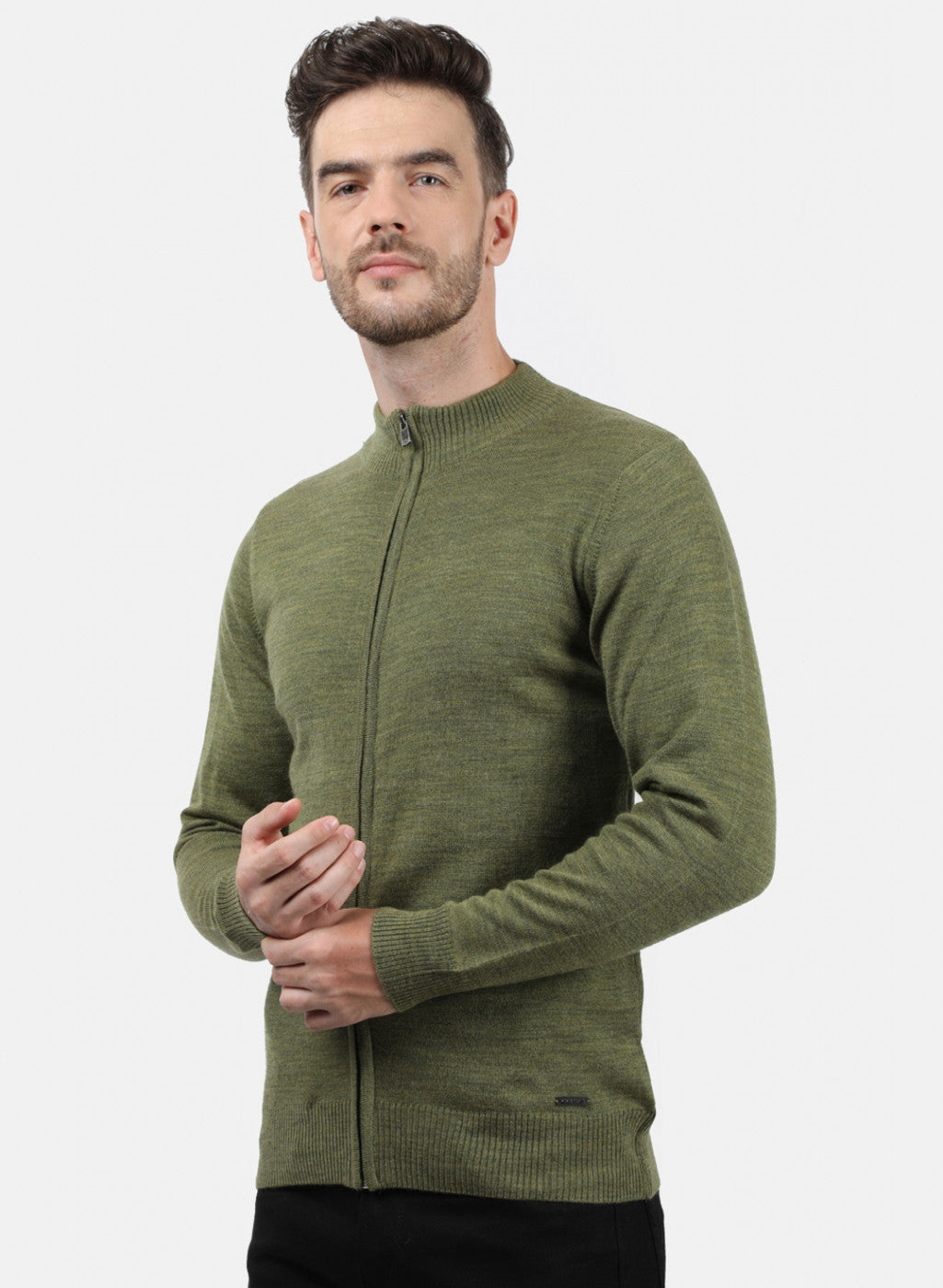 Men Olive Solid Pullover