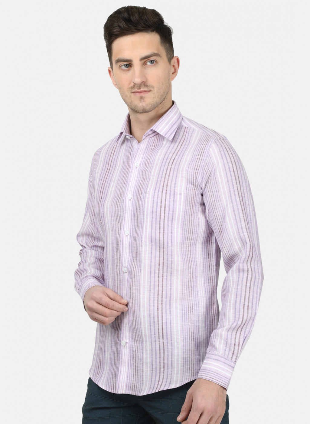 Mens Pink Stripe Linen Shirt