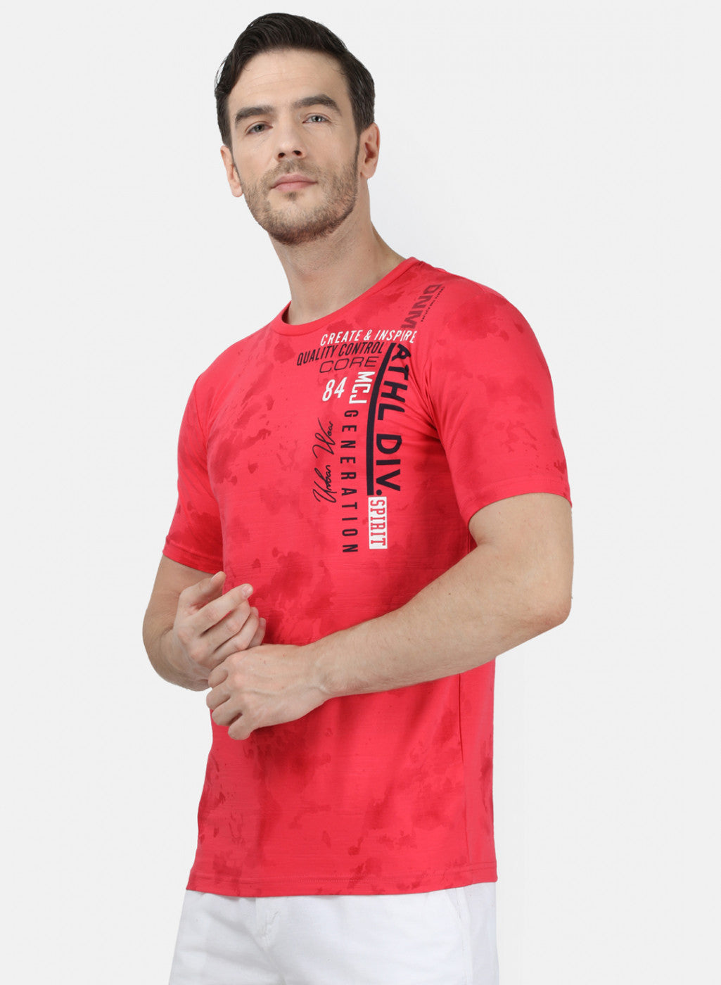 Mens Pink Printed T-Shirt
