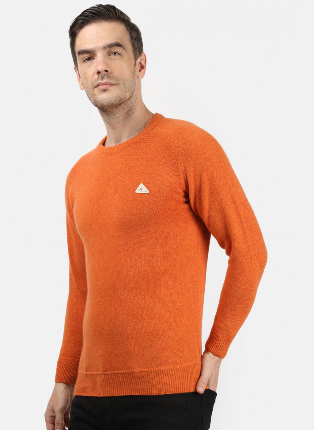 Men Orange Solid Pullover