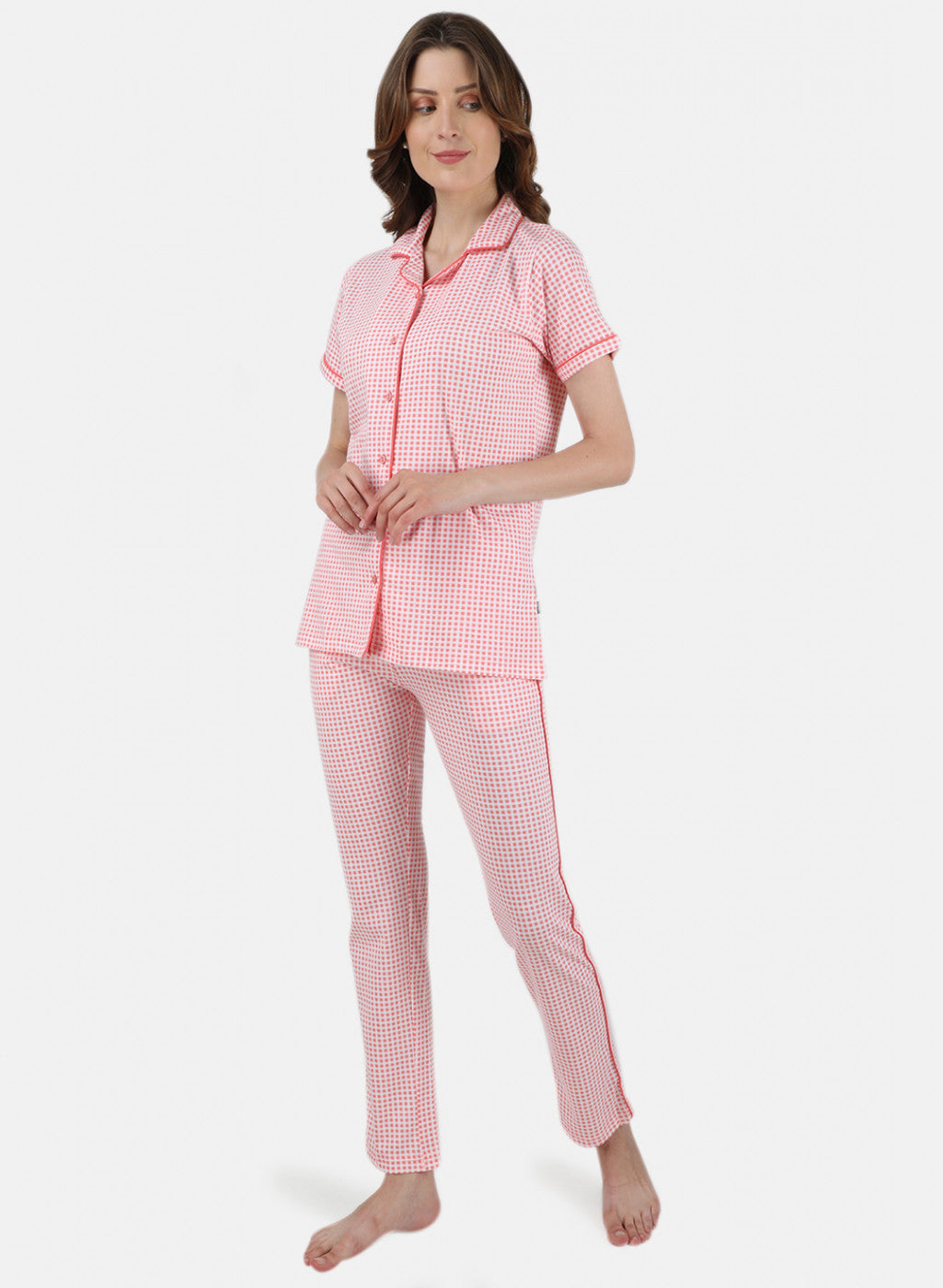 Womens White & Pink Printed Lower Set