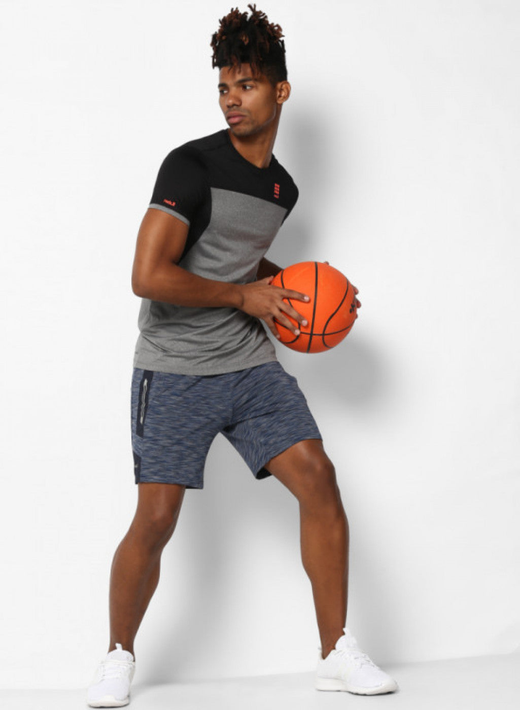 Rock.it Grey Black Round Neck Smart Fit T-Shirt