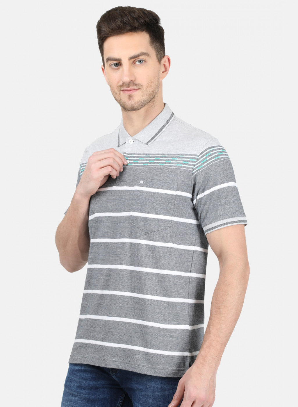 Mens Grey Stripe T-Shirt