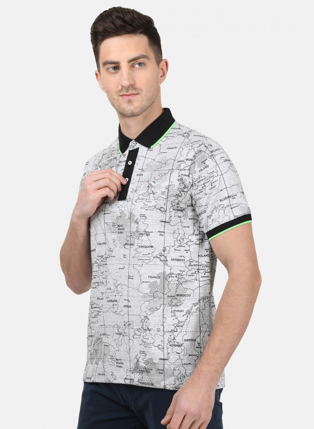 Mens Grey Printed T-Shirt