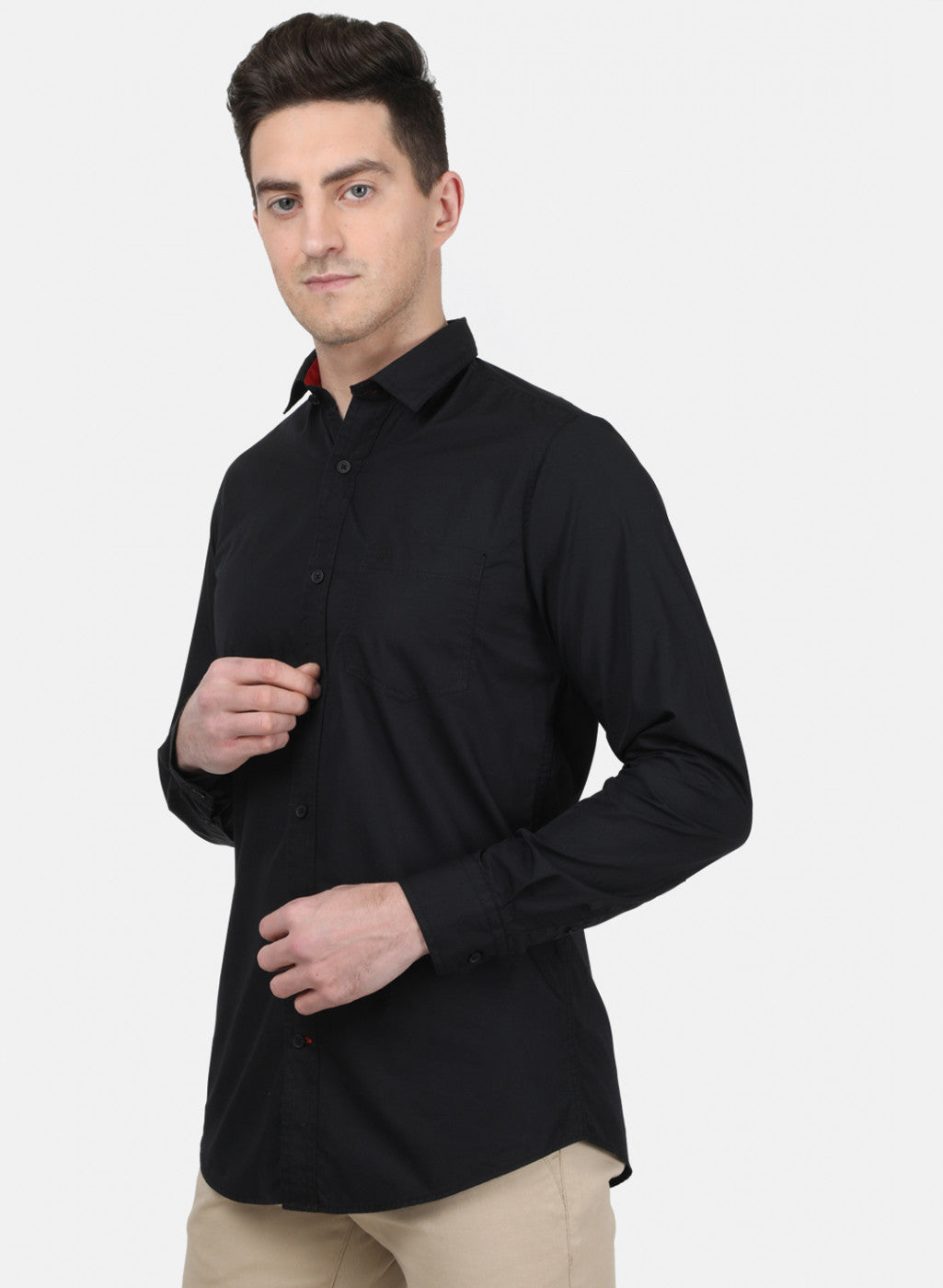 Mens Black Solid Shirt