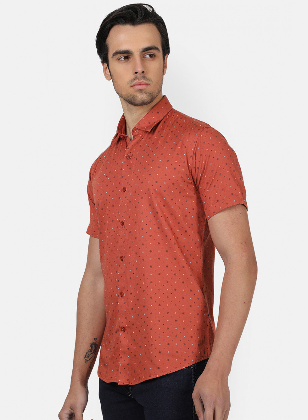 Men Orange Printed Shirts
