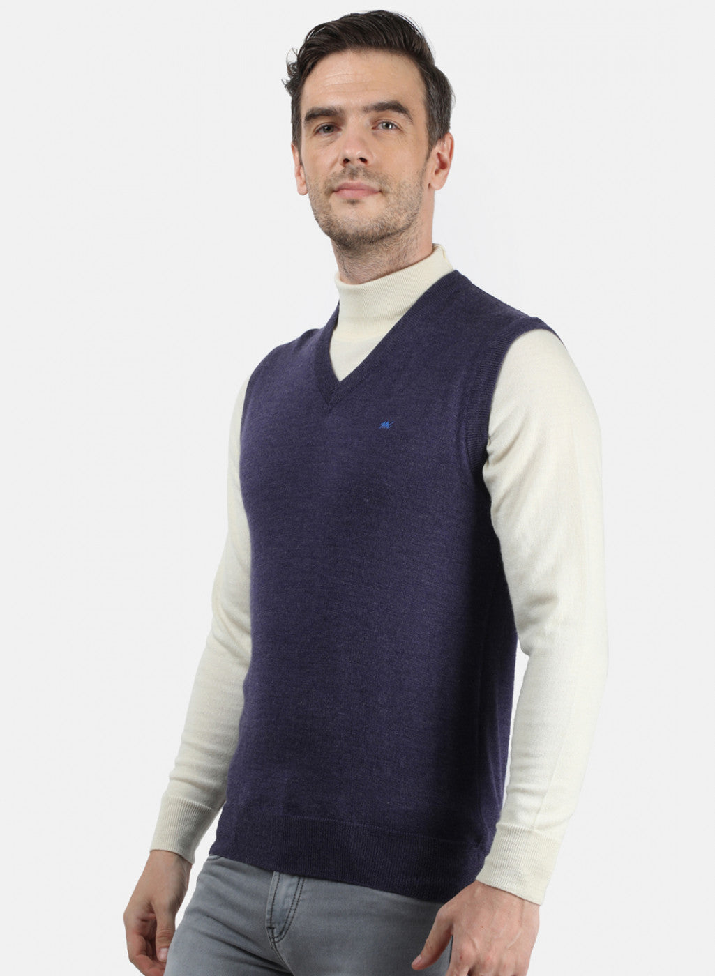 Men Purple Solid Sweater