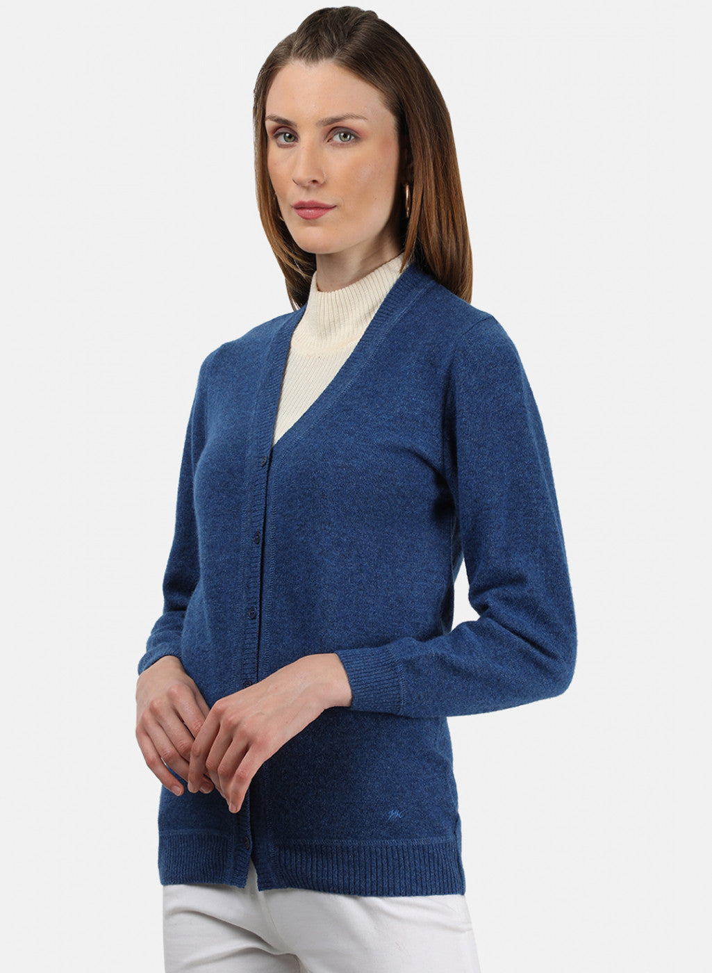 Women Blue Solid Cardigan
