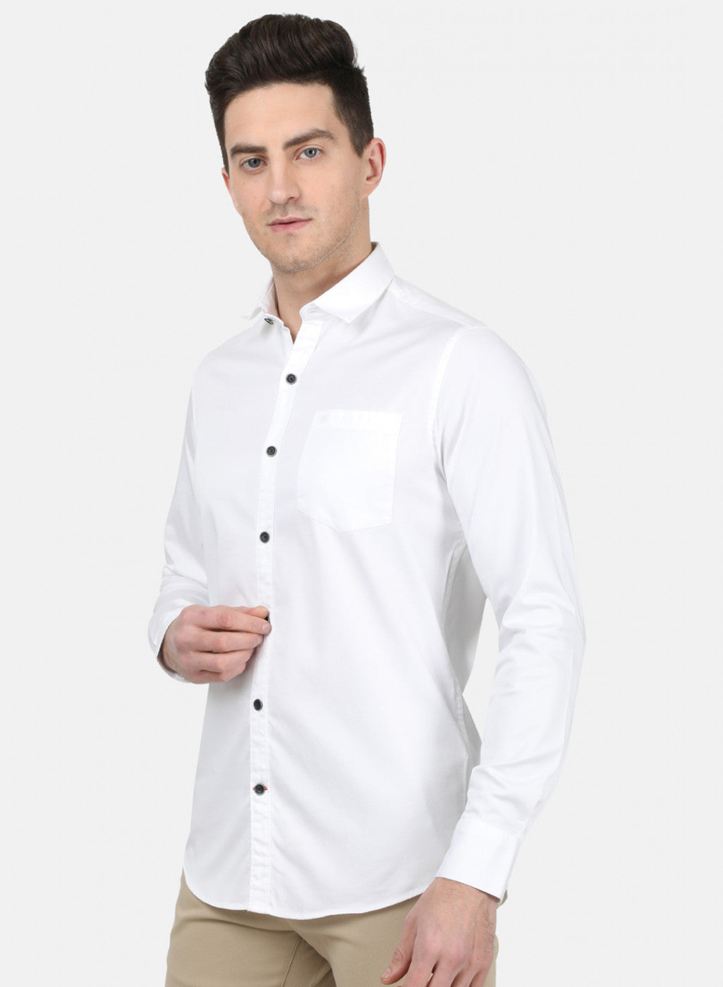 Mens White Solid Shirt