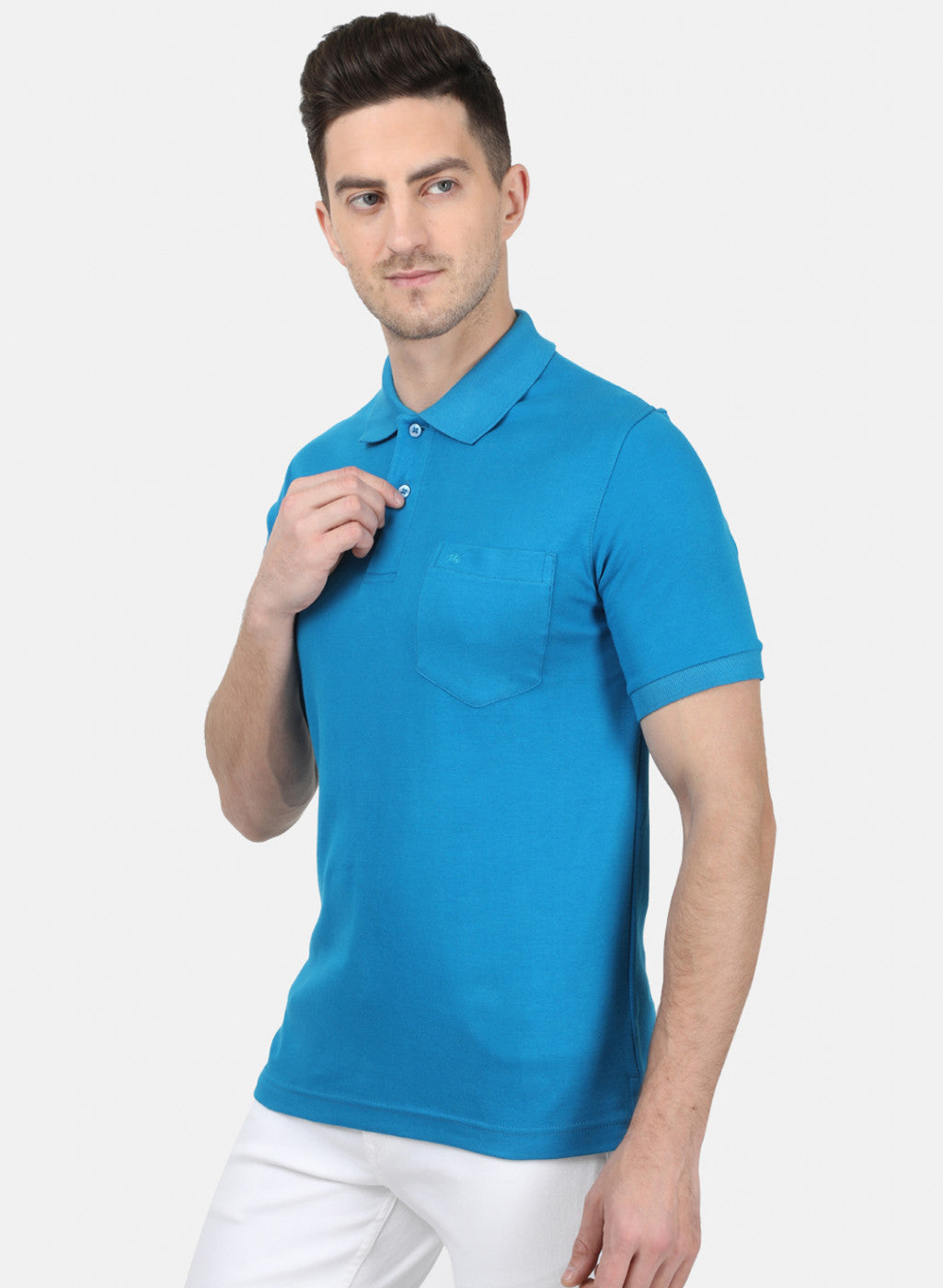 Mens Blue Plain T-Shirt