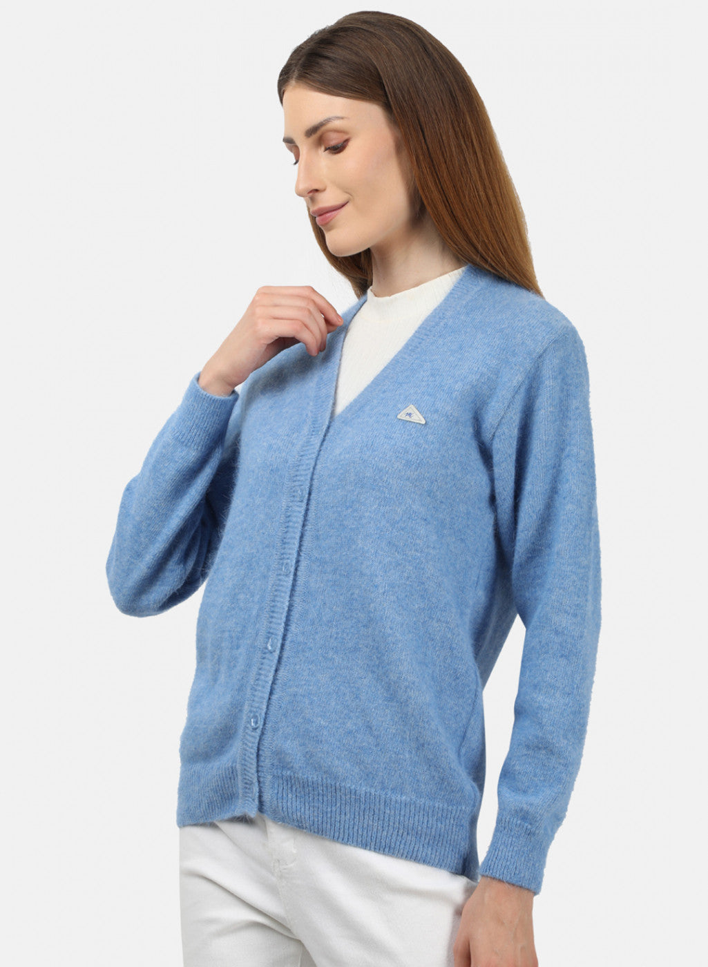 Women Blue Solid Cardigan