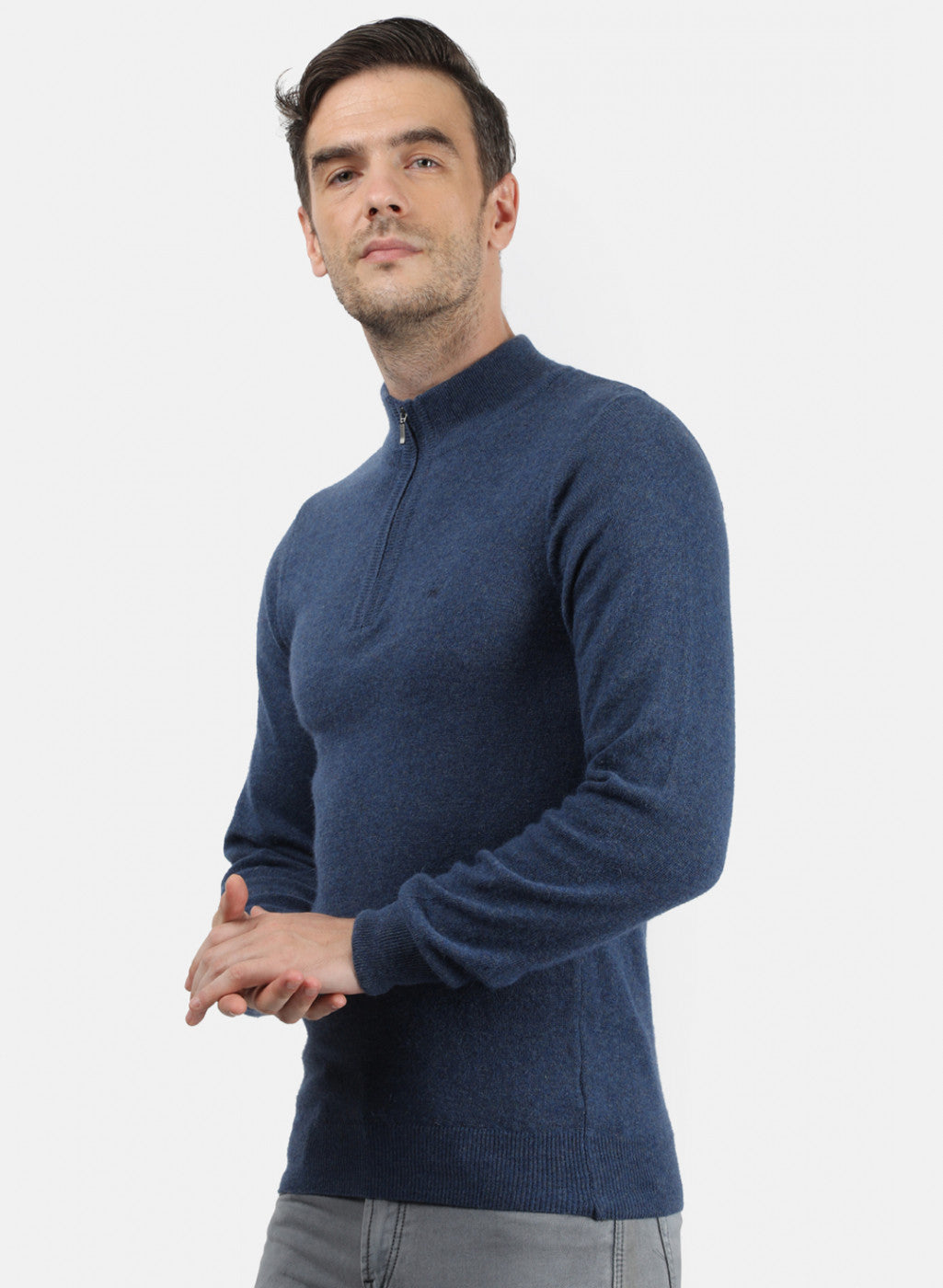 Men Blue Solid Pullover