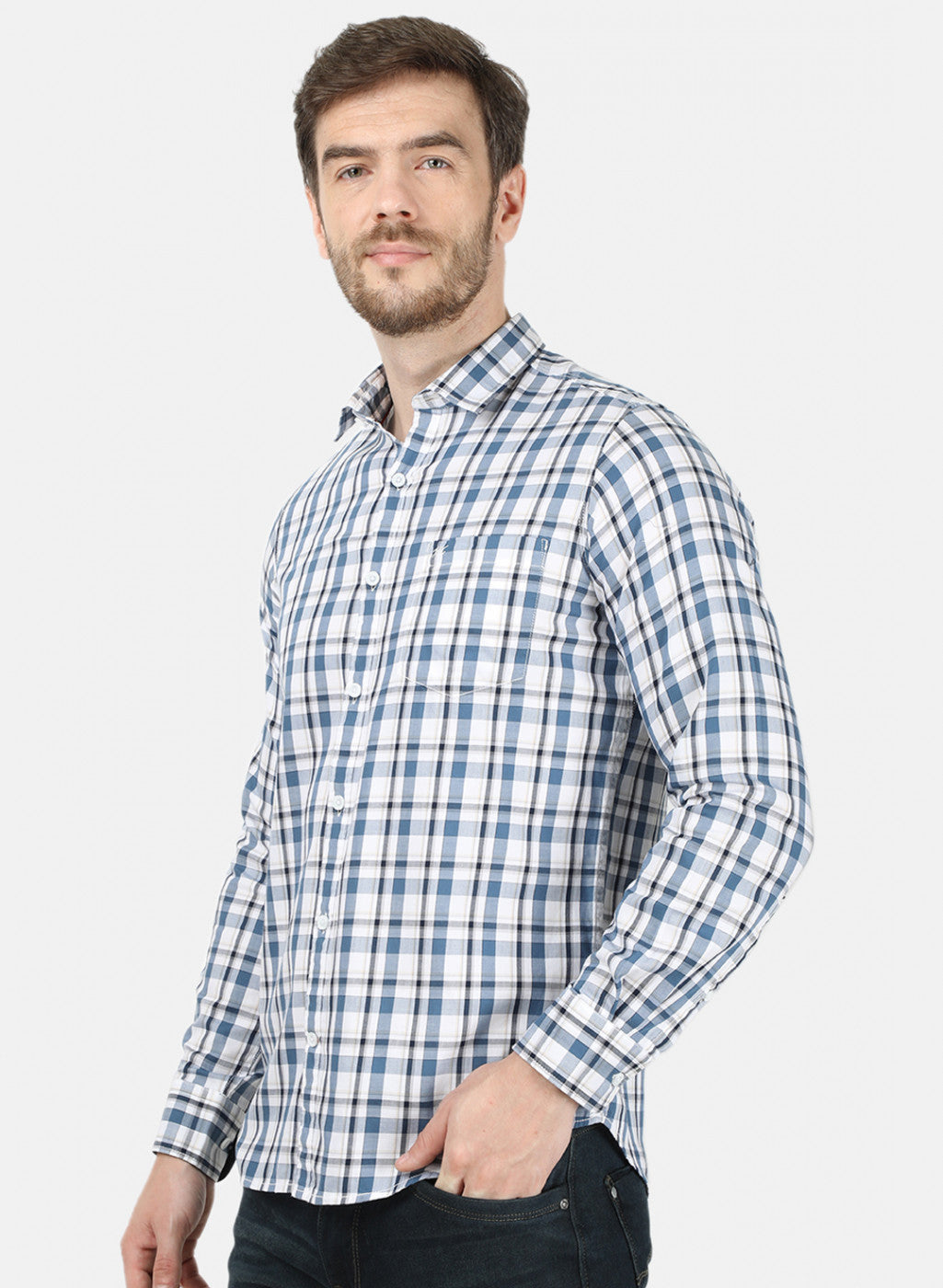 Mens Blue Check Shirt