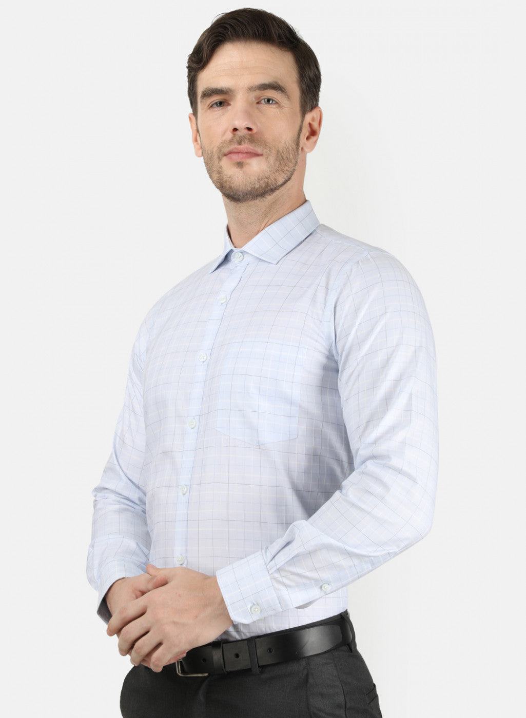 Mens Sky Blue Check Shirt