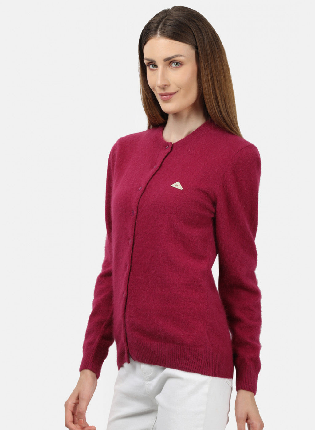 Women Dark Pink Solid Cardigan