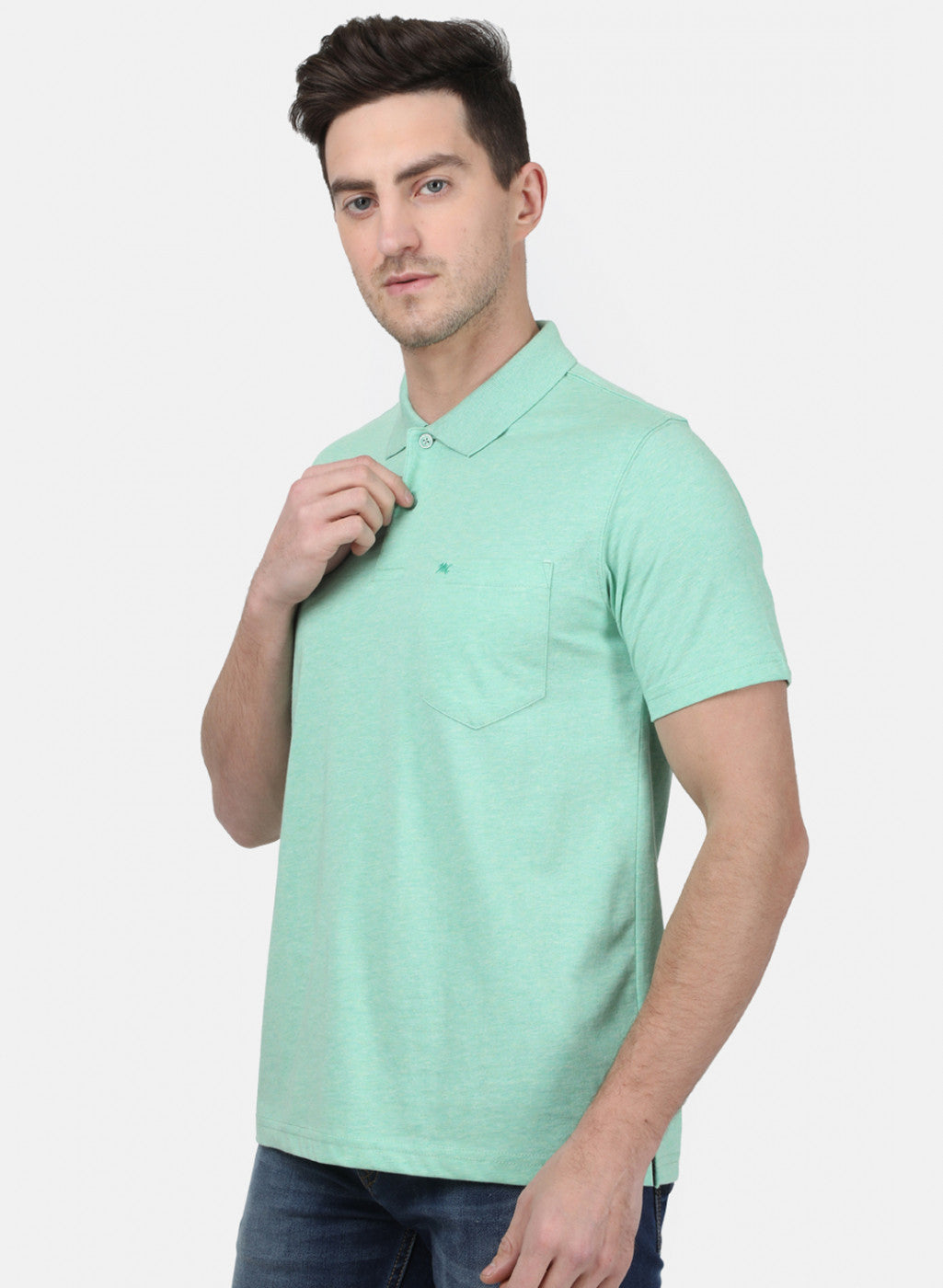 Mens Light Green Plain T-Shirt