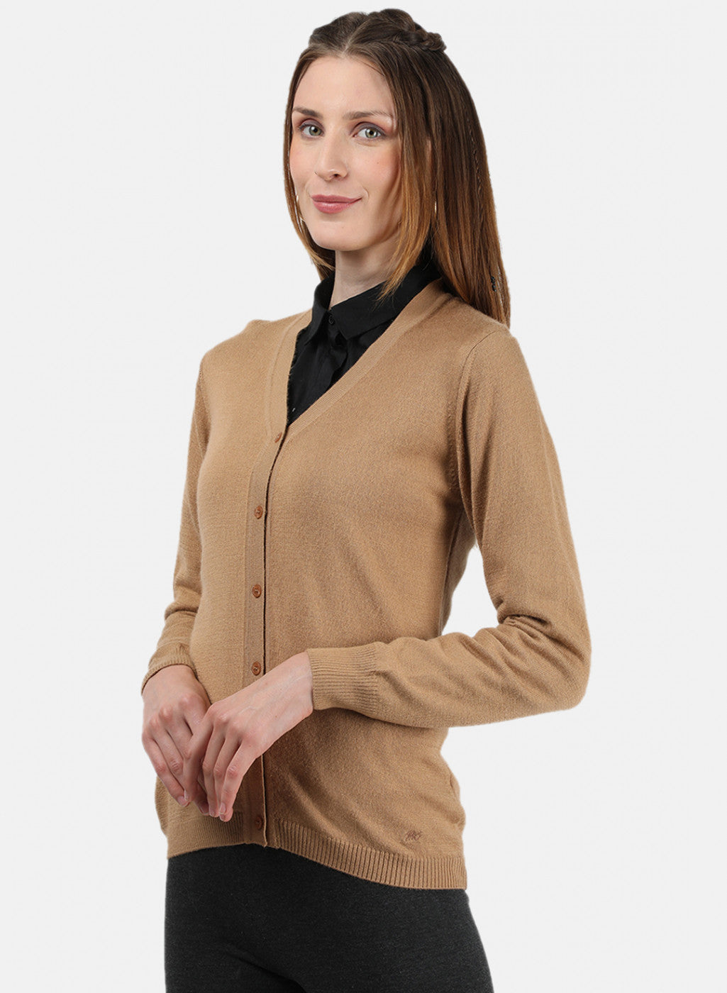 Women Brown Solid Cardigan