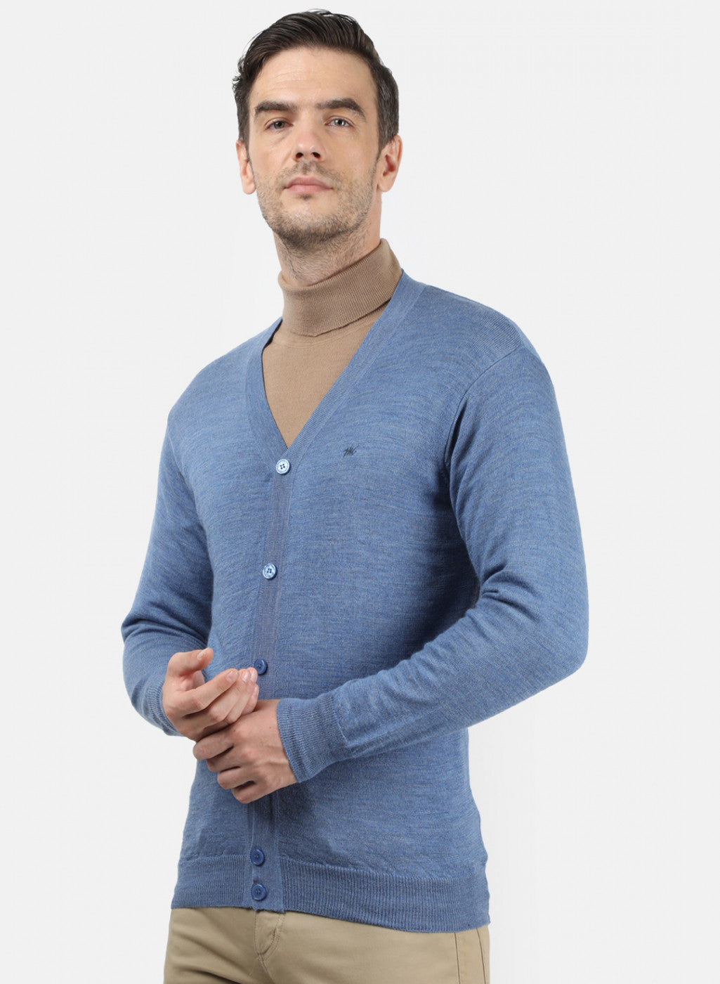 Men Blue Solid Cardigan