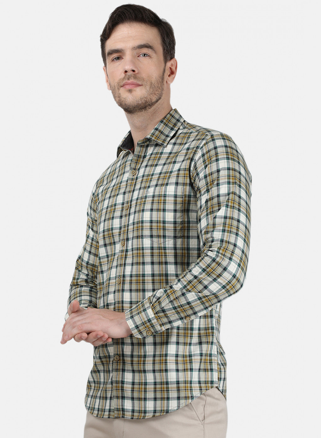Mens Beige Check Shirt