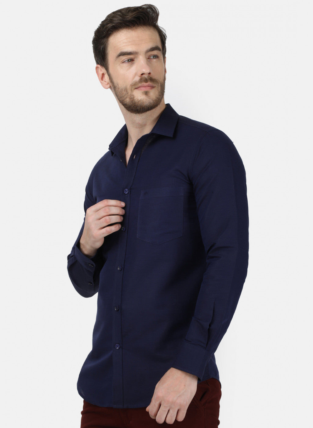 Mens NAvy Blue Solid Shirt
