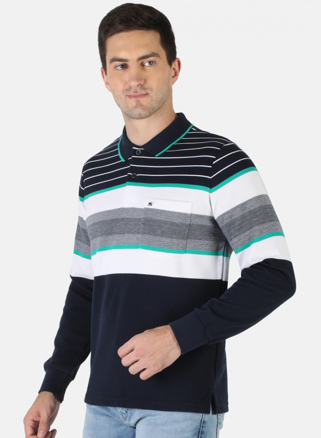 Men NAvy Blue Stripe T-Shirt