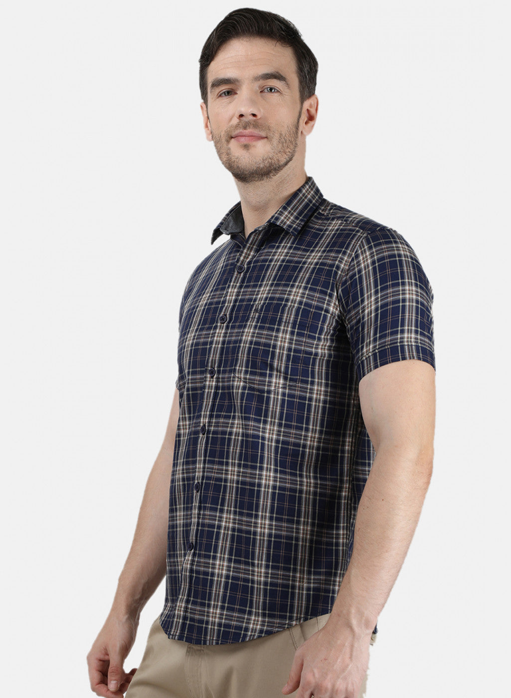 Mens NAvy Blue Check Shirt