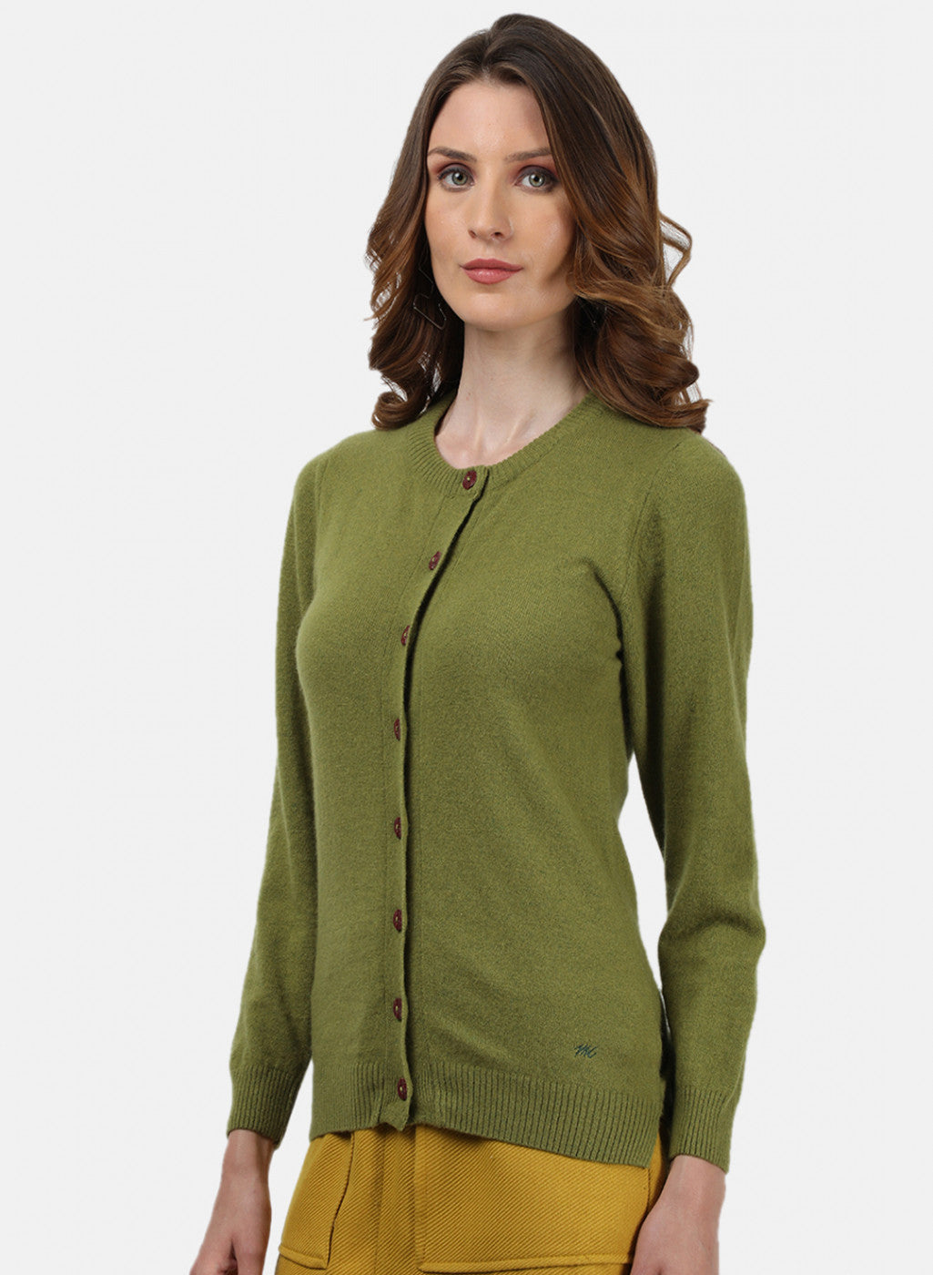 Women Green Solid Cardigan