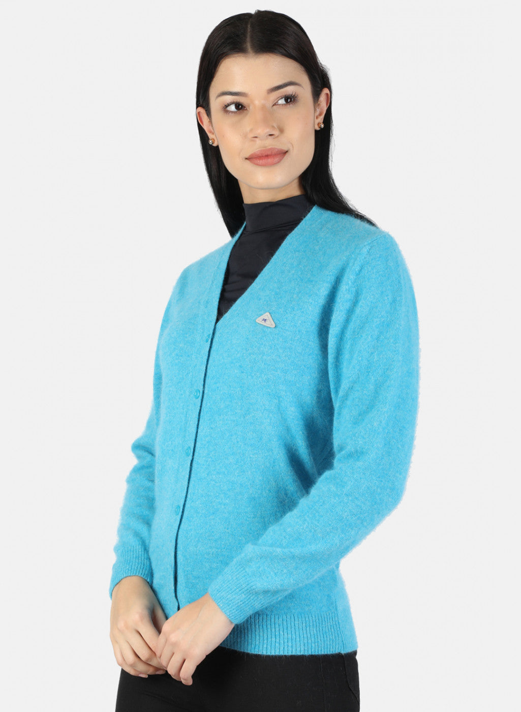 Women Blue Solid Cardigan