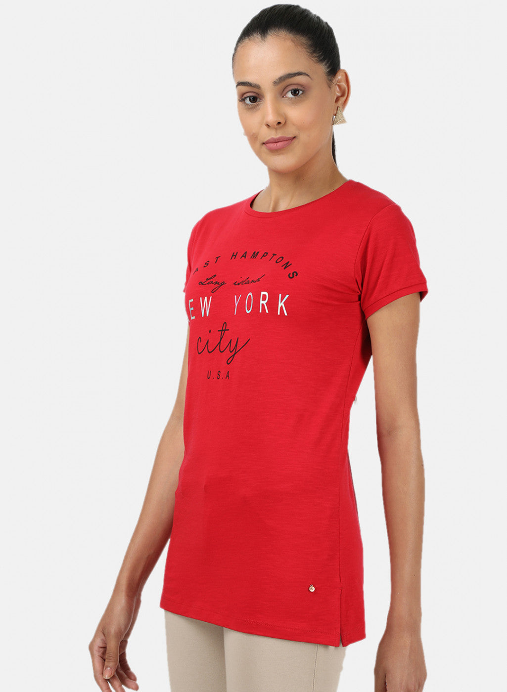 Womens Red Printed Top