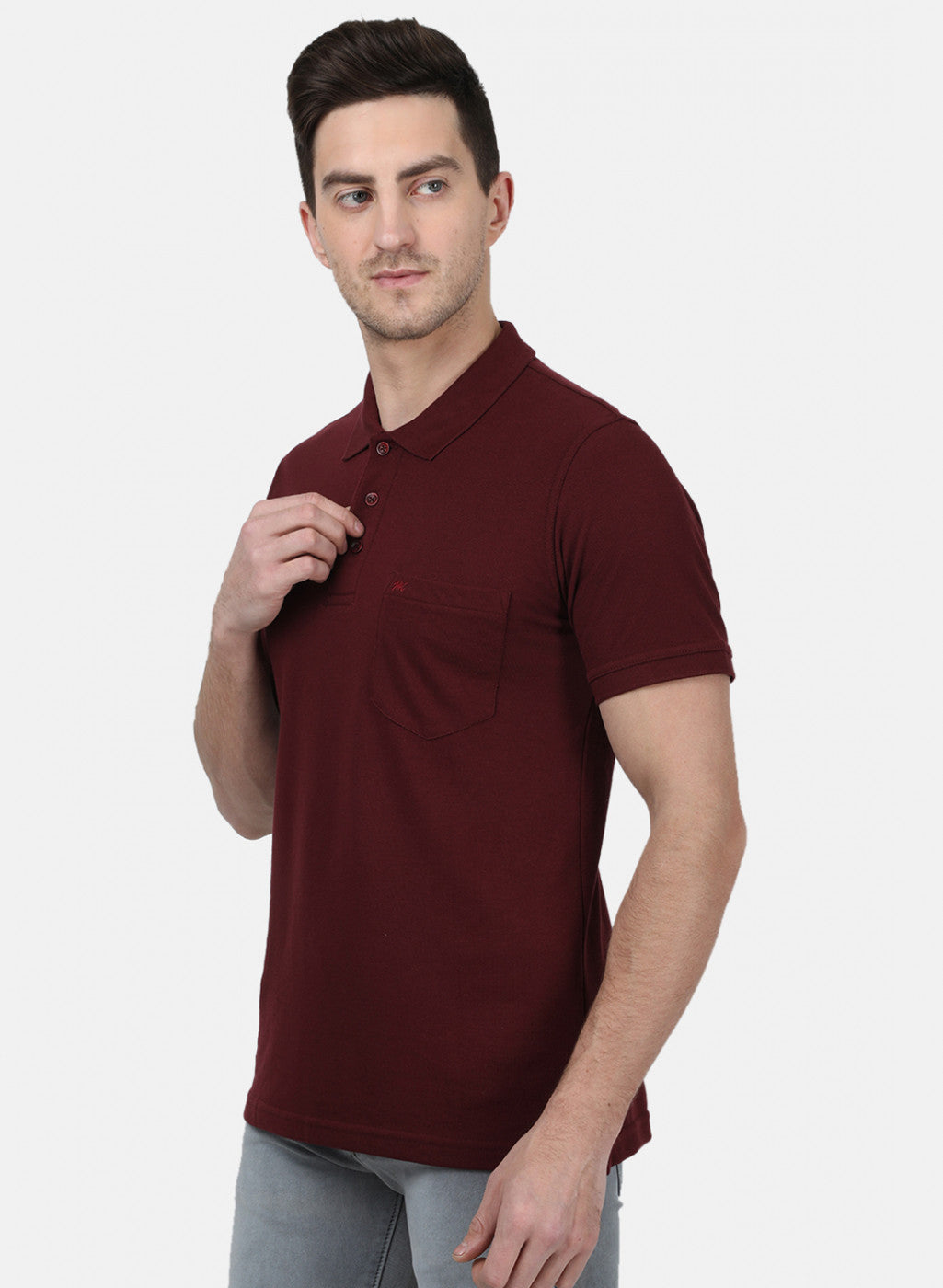 Mens Maroon Plain T-Shirt