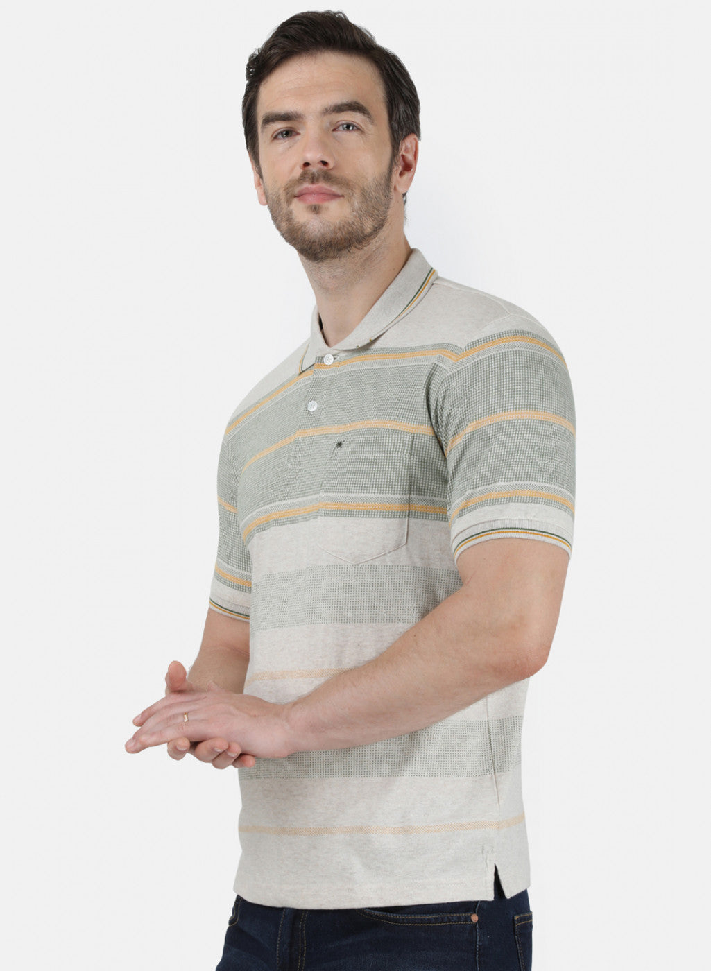 Mens Beige Stripe T-Shirt