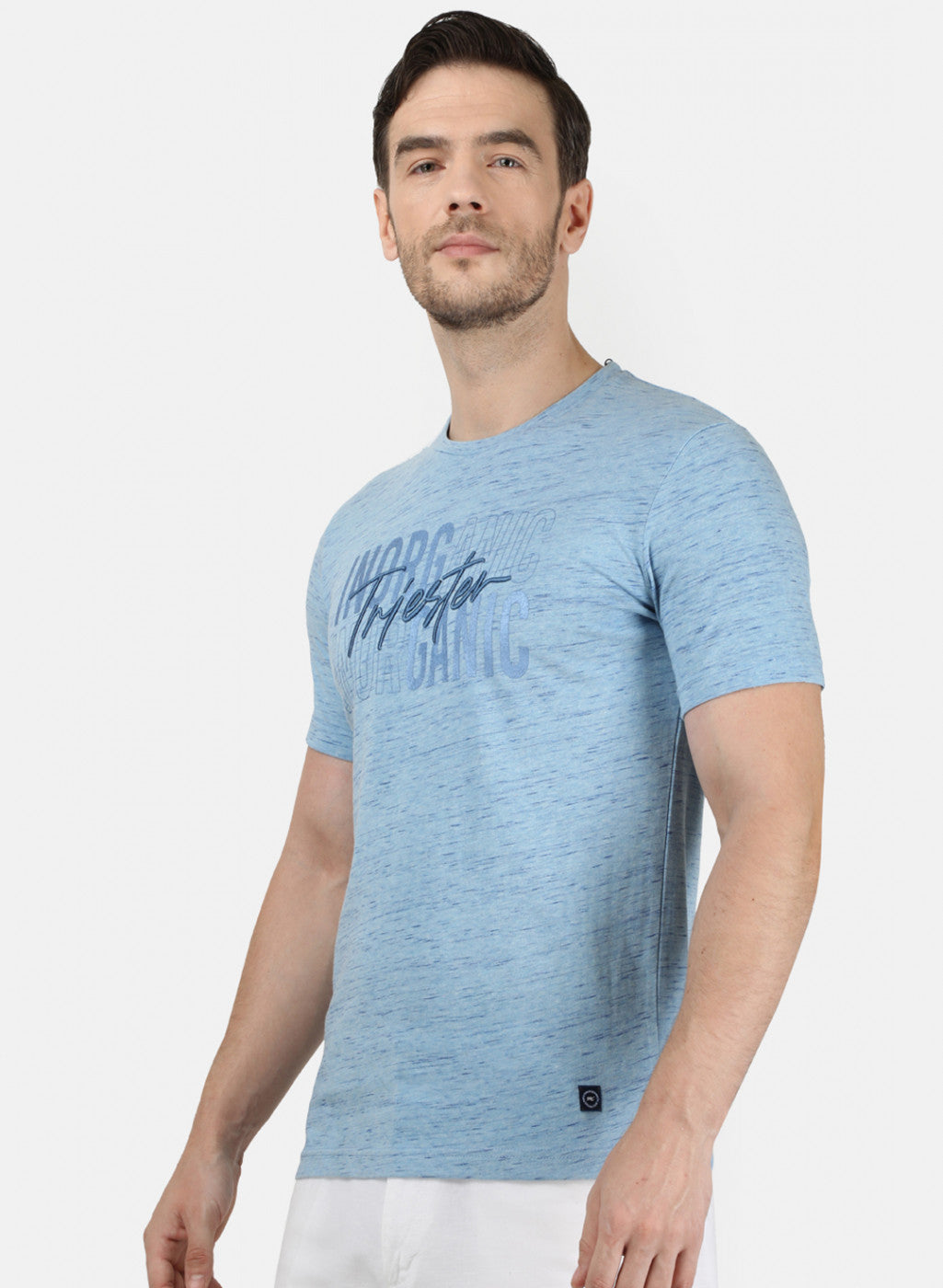 Mens Sky Blue Printed T-Shirt