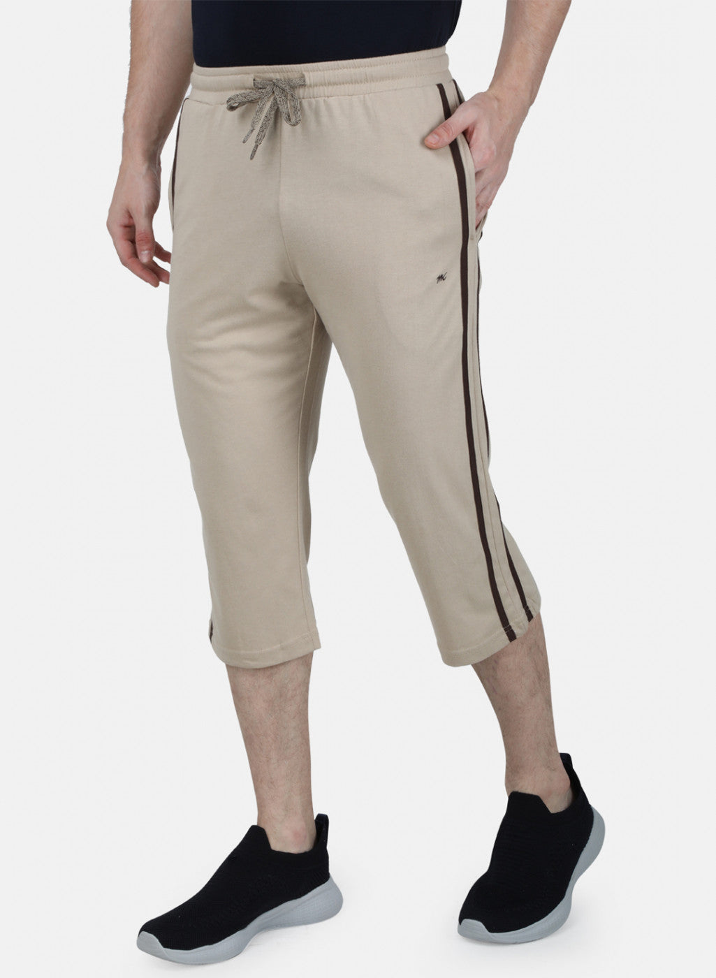 Mens Light Brown Plain Capri
