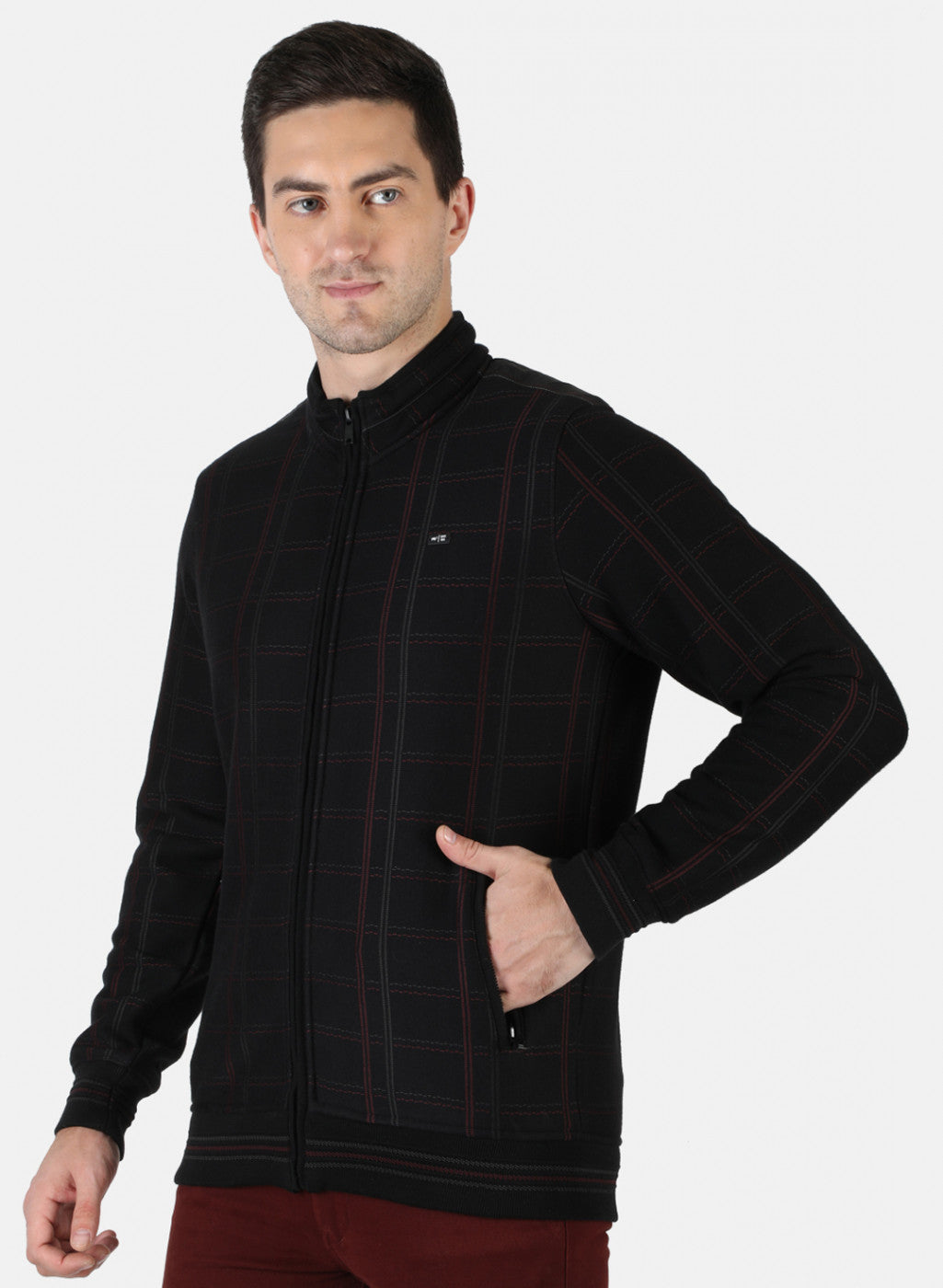 Men Black Check Sweatshirt