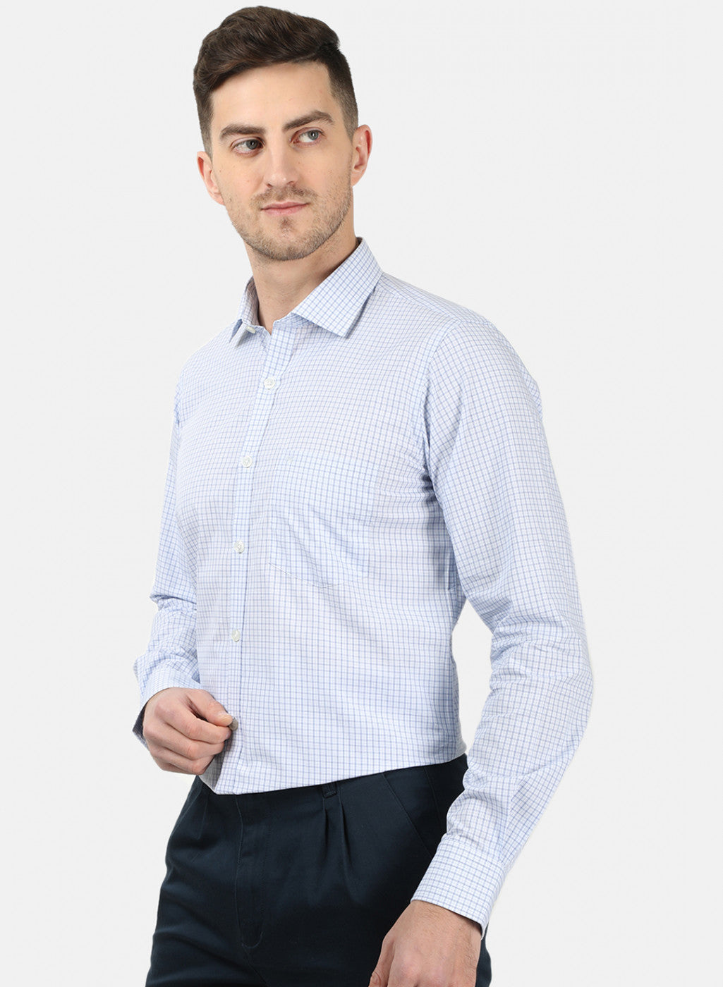 Men Blue Check Shirts
