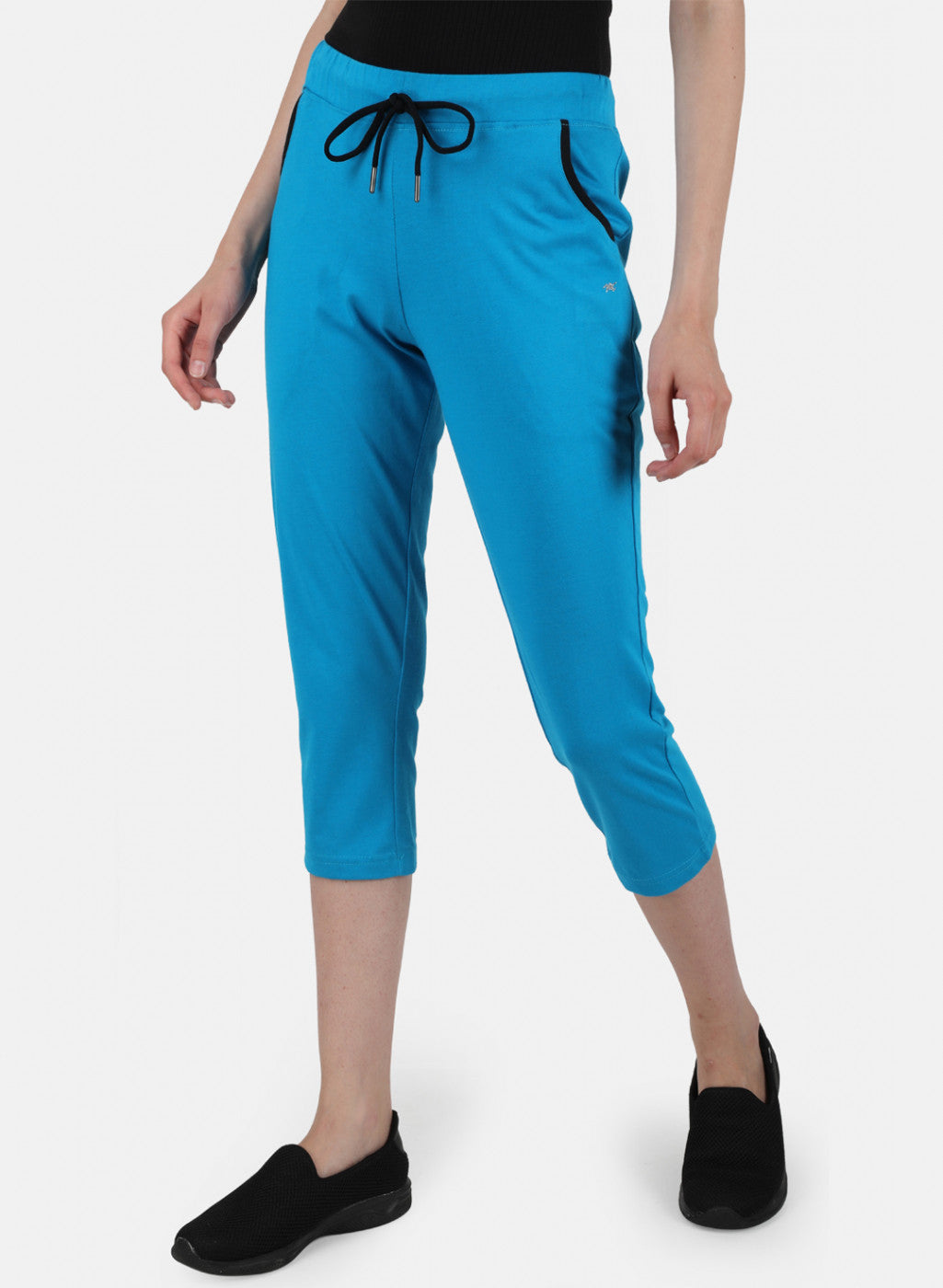 Womens Blue Regular Capri