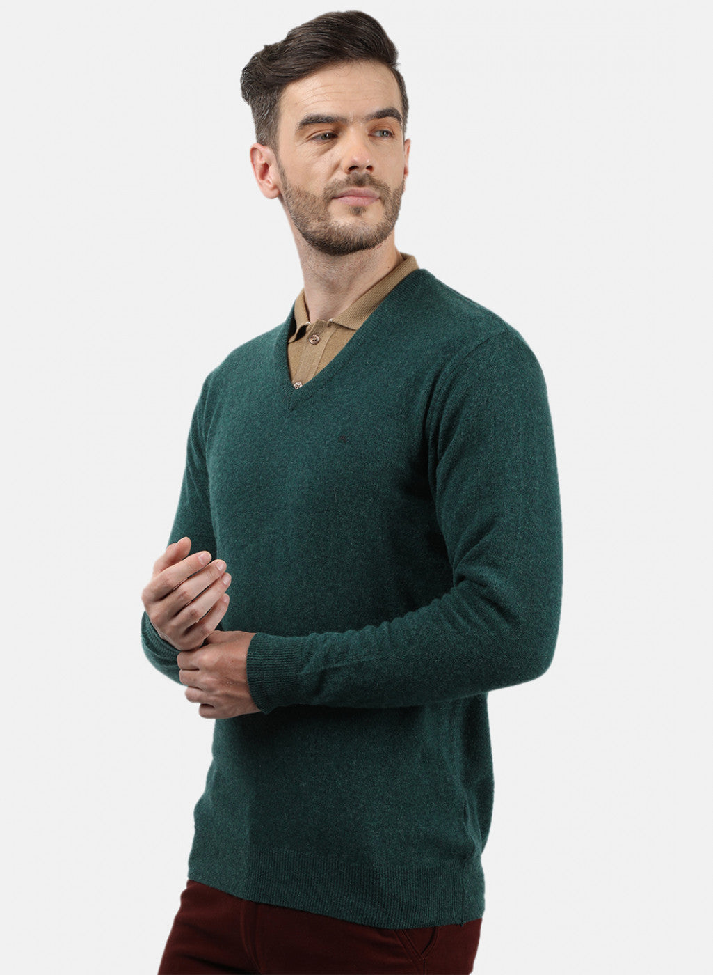Men Green Solid Pullover