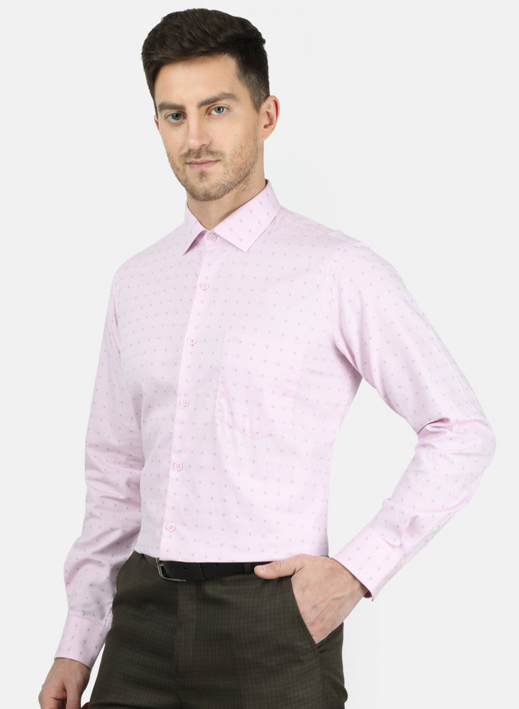 Mens Pink Printed Shirt