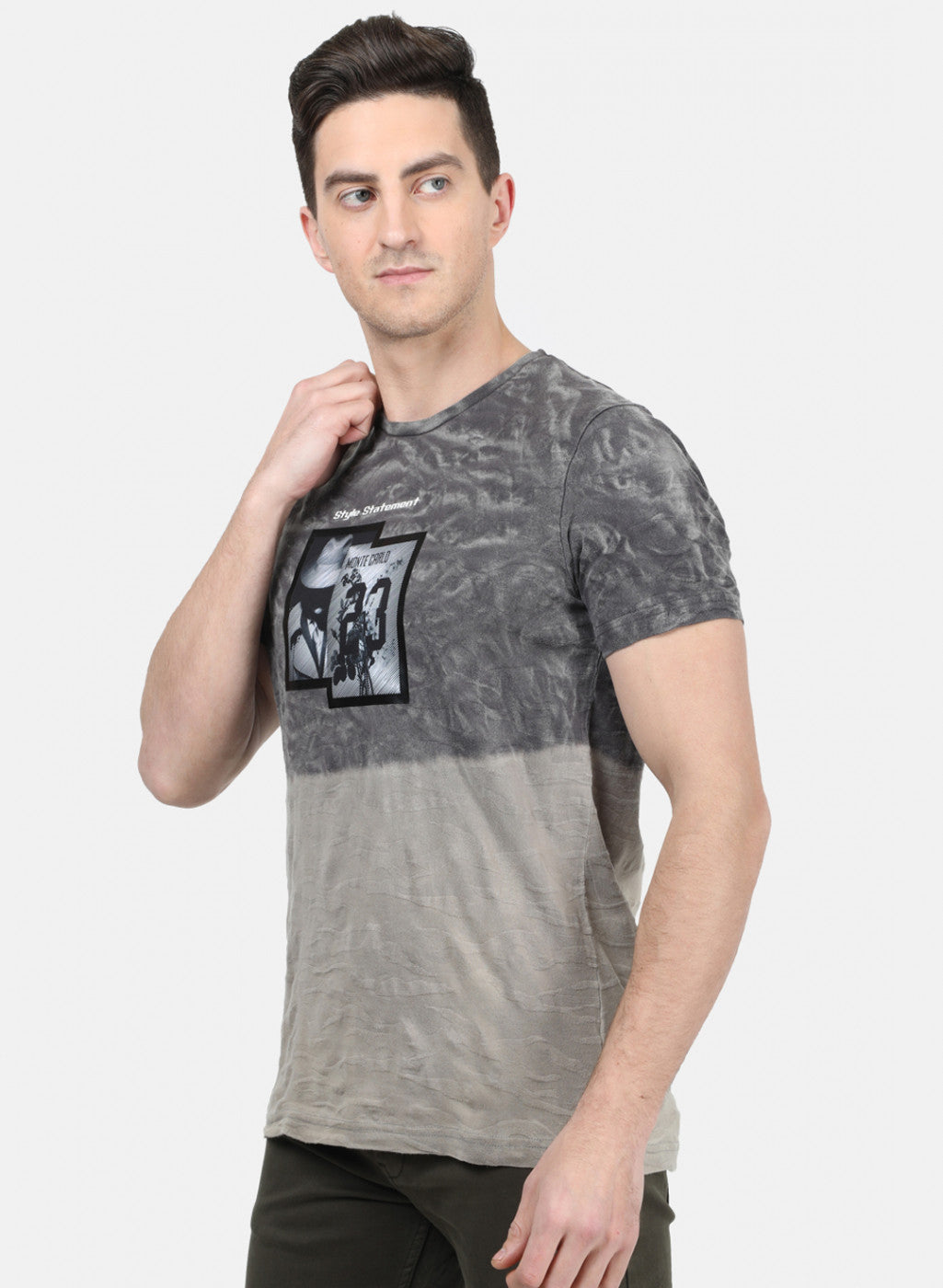 Mens Grey Printed T-Shirt
