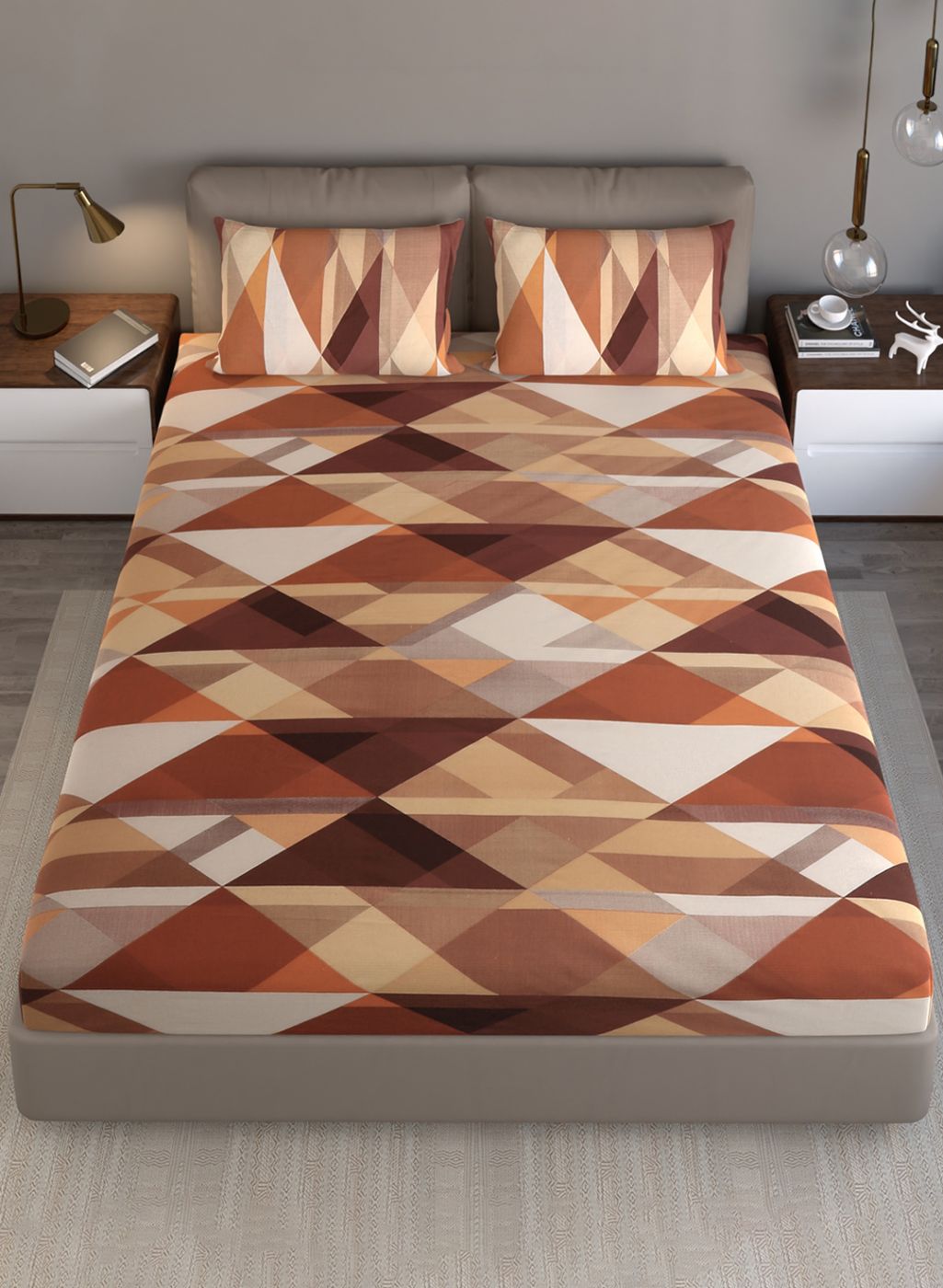 140TC Pure Cotton Queen Bedsheet with 2 Pillow Covers